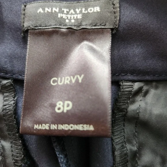 Ann Taylor Petite Curvy Dark Navy Zipper Pocket Dress Pants Women's Sz 8P Curvy - Picture 4 of 11